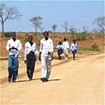 People walking in the road